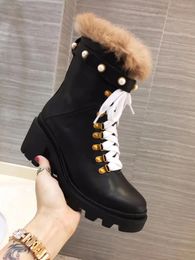 Designer Luxury Boots High Heel Ankle Boots Fashionable Embroidered Autumn/Winter Black Martin Boots Size 35-42 with Box