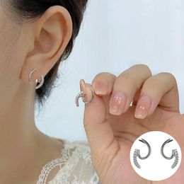 Stud Earrings 925 Sterling Silver Zircon Geometric For Women Girl Simple Double Layer Arc Design Jewellery Party Gift Drop