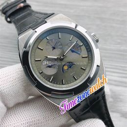 42mm Overseas Watches Perpetual Calendar Moon Phase 4300V 120G 4300V Gray Dial Miyota 8215 Automatic Mens Watch Steel Case Leather294j