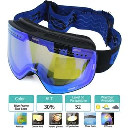 Ski Goggles with Magnetic Double Layer Polarized Lens Ing Antifog Uv400 Snowboard Men Women Glasses Eyewear Case 221109 1242