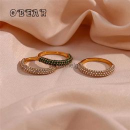 Cluster Rings Shiny Star Zircon Pearl Ring For Women Stainless Steel Plating 18k Gold Romantic Banquet Girlfriend Gift Jewelry YQ240109