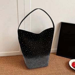 Evening Bags Women Luxury Diamante Crystal Designer Faux Suede Lady Handbag Bucket Underarm Shoulder Bag Female Totes Purses Satchel