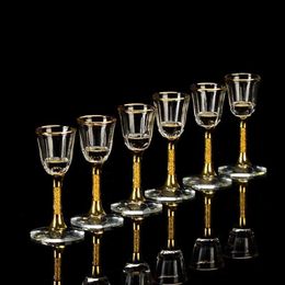 Wine Glasses 5-65ml Creative Gold Foil Shot Glass Lead-Free Crystal Glass Goblet Vodka Spirits Wine Set Gift Luxury Golden Small Wine Glasses YQ240105