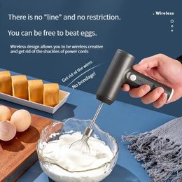 Wireless Portable Electric Food Mixer 3 Speeds Automatic Whisk Butter Egg Beater Baking Cake Cream Whipper Kitchen Hand Blender 240109