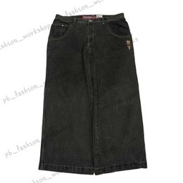 Men's Jeans JNCO Streetwear Hip Hop Retro Skull Graphic Embroidery Baggy Black Pants Men Women Harajuku Gothic Wide Trousers 259