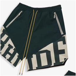 Men'S Plus Size Shorts 2022 Mesh Sportswear Pattern Stitching Printing Casual High Street Jogging Pant Drop Delivery Apparel Mens Dhqeo