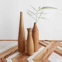 Planters Pots Nordic Minimalism Wooden vase for plants Solid Wood Flower Vases Plants pot Flower Arrangement Tabletop Home Ornaments YQ240109