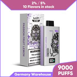 EU warehouse smart display screen disposable vape e cigarette 9000 puffs rechargeable puff 9k bar prefilled carts 2% 5% Germany Top sell shipping in 24 hours