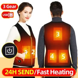 Usb Heated Vest Men Women Rechargeable Warming Self Heating Vest Fleece Electric Heated Jacket Clothing Thermal Waistcoat 240108