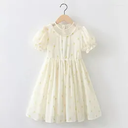 Girl Dresses Children Chiffon 2024 Floral Print Elegant Kids Clothes Summer Beading Fairy Girls Princess Dress For Teenagers