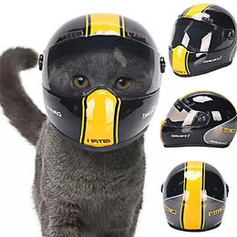 ATUBAN Handsome Pet HelmetCute Cat Dog Cap Outdoor Anti-Collision Mini Motorcycle Helmet Cat Dog Styling Po Props Pet Hat 240108