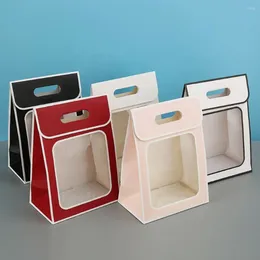 Shopping Bags Multi Colour Transparent Portable Flower Clear PVC Window Gift Eco-Friendly Paper Bag With Hole Handle