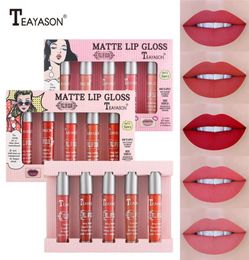 Teayason Makeup Mini Lip Gloss Sets for Women 5pcs set Matte Lipgloss Moisturizer Nutritious Natural Case Liquid lipstick8985577