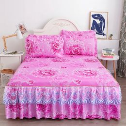 1PC Printed Bedding Set Soft Bed Skirt Bedspread Full Twin Queen King Size Sheet Mattress Cover WithLace Without Pillowcases 240109