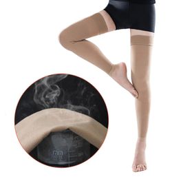 20-30mmHg Thigh High Compression Stockings Plus Size Compression Socks Men Women Footless Varicose Veins Stocking S-5XL 240104