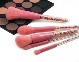 New 5pcs Lollipop Candy Unicorn Crystal Makeup Brushes Set Colorful Lovely Foundation Blending Brush Makeup Tool maquillaje2392779