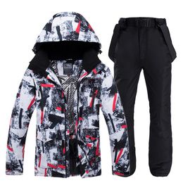 Jackets 2021 Winter Ski Suit for Men Warm Windproof Waterproof Outdoor Sports Snow Jackets Pants Set Ski Equipment Snowboard Jacket