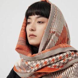 New Cape, Shawl, Women, Versatile for Sun Protection, Photo Taking, and Wearing A Thousand Bird Plaid Fashion Cashmere Tassel Warm Scarf