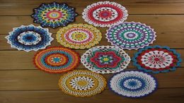 10 Piece Colorful Mandala Doilies Hand Dyed Vintage Crochet Doilies Small Craft Round Coasters 665 inch Doilies8740670