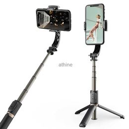 Selfie Monopods Q08 Selfie Stick Bluetooth Handheld Gimbal Stabilizer Mobile Phone For Phone Adjustable Stand For IOS Android YQ240110