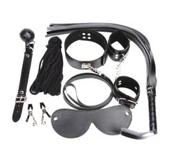 7in1 Bondage kit BDSM Torture Sex Restraints Spanking Whip Wrist Cuffs Nipple Clamps Blindfold Mouth Gag Rope Collar BX10948379284