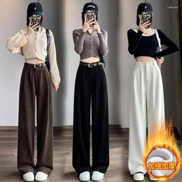 Women's Pants Winter Women Padded Thickened Corduroy Warm Fashion Casual High-waisted Baggy Wide-legged Trousers Solid Colour Sweatpants