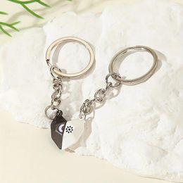 Keychains 2 Pcs Cool And Trendy Black White Heart For Men Creative Sun Moon Couple Valentine's Day Gifts