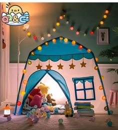 Children's Teepee Campaign Air Tent for Kids Tipy Princess Castle Boys Foldable Playhouse Indoor Toys for Girls XMAS Gifts 240109