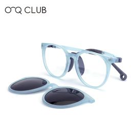 Sunglasses Oq Club New Fashion Children Glasses 2 in 1 Magnetic Clip on Polarised Sunglasses Myopia Prescription Kids Eyeglasses 19976