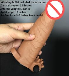 7 inches L thick realistic penis sleeves with bullet vibrating penis enlargement extend penis extender sex toy for man6210455