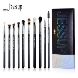 Brushes Jessup Eye Makeup Brushes Set 10pcs Synthetic Hair Eyeshadow Blending Eyeliner Lash Spoolie Eyebrow Brush Kits Gift Box T315