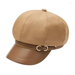 Berets Puloru Women's Beret Sboy Hats Fall Winter Warm Cabbie Caps 8 Panel Visor Paperboy Vintage England Style