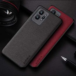 Cell Phone Cases Case For Realme GT 2 Pro GT2 coque bussines style simple design lightweight textile leather phone cover for Realme GT2 CaseL240110