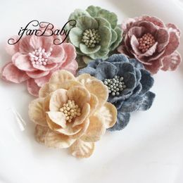 Decoration Artificial Craft Leather Flowers For Kids Girl Hair Accessories 240109