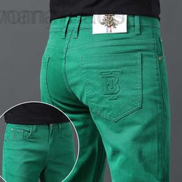 Men's Jeans Designer designer High end jeans men's trendy brand 2022 new autumn and winter versatile green slim fit small leg long pants Y7OL 2LBH