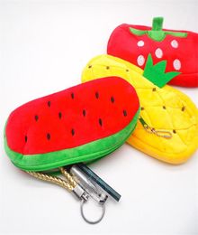 Pencil Bags 1pc Colorful Plush Fruit Case Stationery Bag Watermelon Strawberry Pineapple Pencial Student Gift2582476