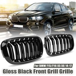 New F15 F16 Pair Car Double Slats Front Kidney Racing Grille Replacement For BMW F15 F16 X5 X6 2014 2015 2016 2017 Racing Grills