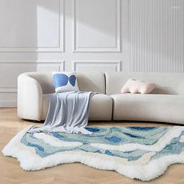 Carpets 80X180cm Ocean Wave Rug Flocking Antislip Carpet For Living Room Bedroom Bedside Floor Mat Non-slip Kids Playmats
