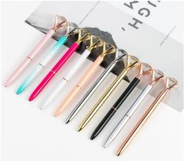 28 Colours Student Pen With Large Diamond Big Diamond Crystal Ballpoint Pens School Office Promotion Gift Metal Gem Ballpoint Pens7559136