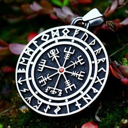 Pendant Necklaces Men's Vintage Nordic Vikings Rune Compass Necklace Punk Fashion High Quality Metal Pagan Amulet Jewellery Gift Accessories