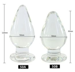 New 50mm diameter transparent glass anal plug anus dilator buttplug g spot stimulator anal balls butt plug sex toys for woman CX206511452
