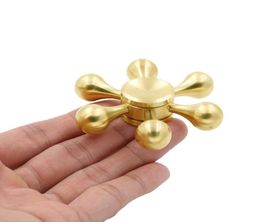 Six Arms Molecule Shape Metal Hand Finger Spinner Spinning Top Novelty Gryo Toys7711400