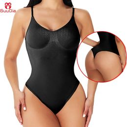 GUUDIA Thong Body Shapers Tummy Control Belly Trimmer Shapewear Compress Spaghetti Strap Bodysuits Compression Body Suits 240109