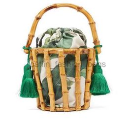 Totes Handmade Woman Bags Tassel Woven Bag Bamboo Handbag Stitching Clutch Bucket Hollow Bali Holiday Beachcatlin_fashion_bags