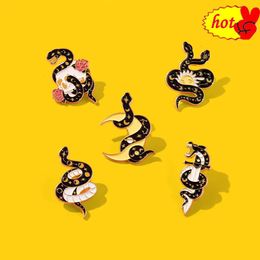 snake with moon sun sword flower Badges Brooches Enamel Pins Denim Lapel Bag Hat Jewellery Accessories for Kids