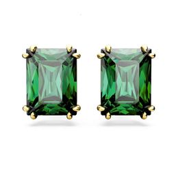 Swarovski Earring Designer Women Top Quality Charm Matrix Green Square Earrings For Women's Light Luxury Unique And High End Featuring Element Crystals