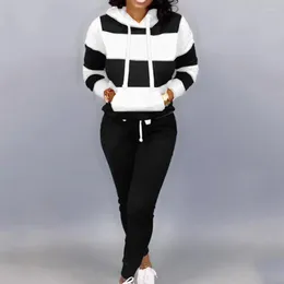 Running Sets Stylish Lady Tracksuit Two Pieces Set Long Sleeves Drawstring Spring Hoodie Trousers Suit Thermal