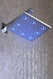 Overhead LED Rainfall Shower Head 12 Inch Bathroom Square Brushed Nickle With Shower Arm7686121