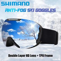 Goggles Shimano Antifog Double Layers Ski Goggles Lens Ski Mask Glasses Skiing Snow Snowboard Goggles Eyewear Mirror Polarize Men Women