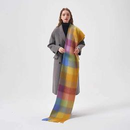 Scarves 2023 New Scarf Autumn and Winter Multicolor Thick Plaid Ac Men's Women's Same Length Thermal Shawl55dbhy6a 8SV9E